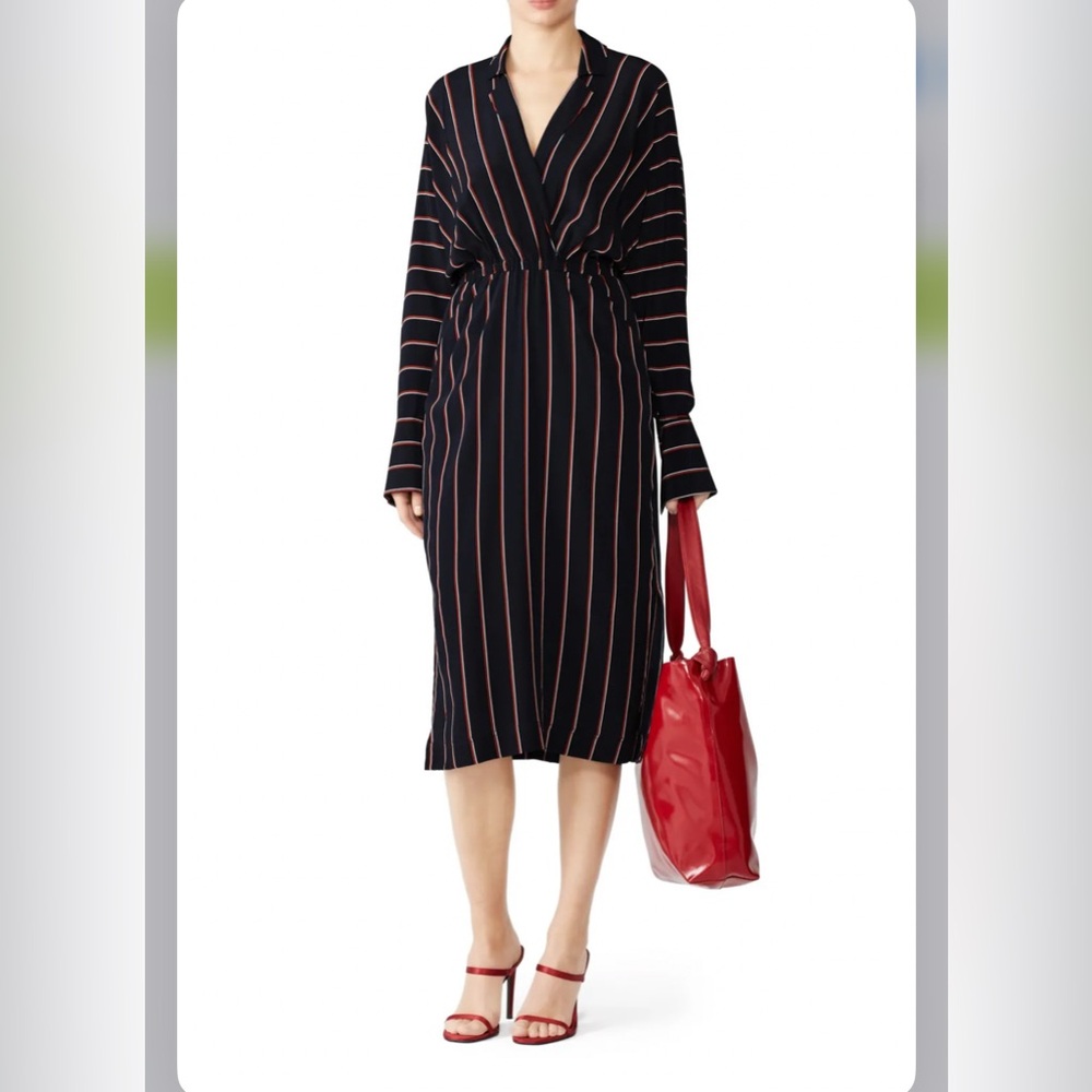 A.L.C. Nico Stripe Silk midi Shirtdress sz 6